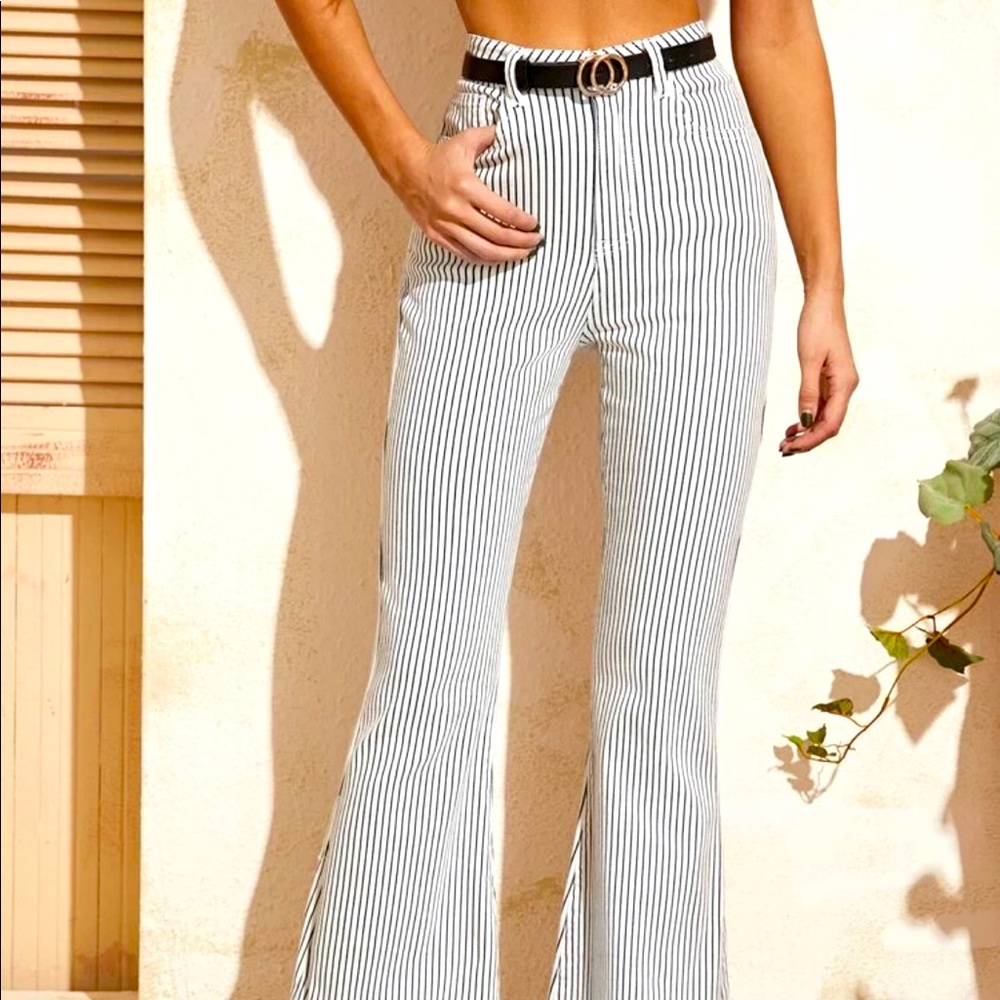 Striped flare jeans
